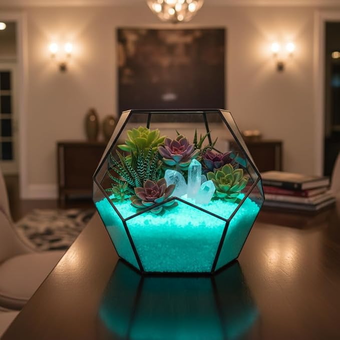 Shiny Stone Glow in The Dark Aquarium Gravel Sand, Aqua, 3-5mm | Neon, 305g/0.67lbs, For Fish Tank and Fairy Garden, Decorative Rocks, Home Decor