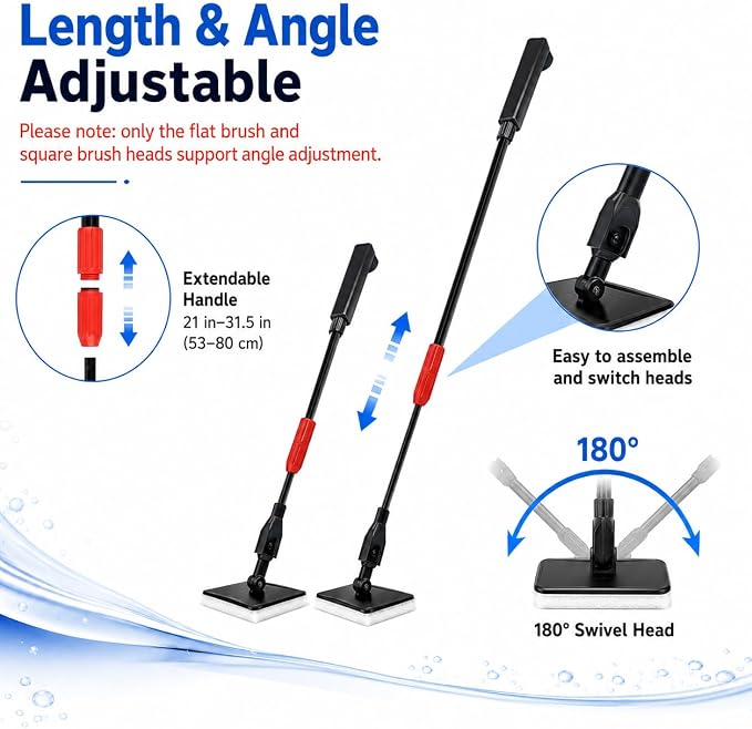 FISORAS Aquarium Cleaning Tools, 7 in 1 Fish Tank Cleaning Kit with Adjustable Long Handle,Aquarium Sponge Brush and Fish Net