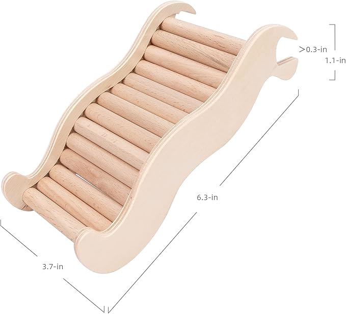 Niteangel Hamster Climbing Toy Wooden Ladder Bridge for Hamsters Gerbils Mice and Small Animals (Small - 6.3'' L)