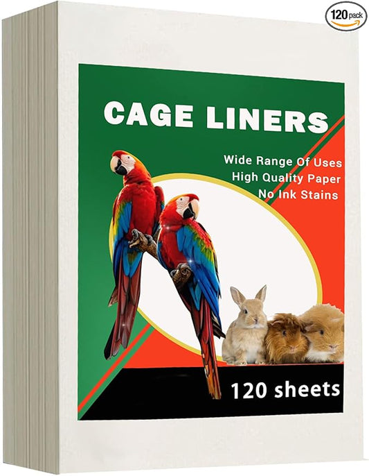 ZIQON 120 Pcs Bird Cage Liner Papers Big Size Cage Paper Liners Disposable Cage Paper Liners Precut Absorbent Cushion Pad Mat Accessories for Pet Bird Parrot