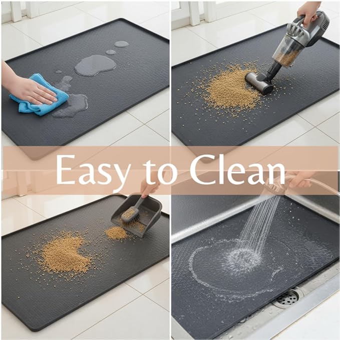 Cat Litter Mat 51" x 25.6" XL Silicone Litter Box Mat, Waterproof Non-Slip Kitty Litter Mat - Easy to Clean for Multi-Cat & Automatic Litter Boxes, Cat Mat for Litter Box with Raised Lip