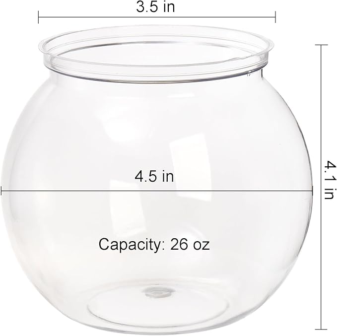 Okllen 6 Pack Mini Fish Bowl, 26 Oz Plastic Ivy Bowls, Unbreakable Bubble Ball Vases for Party Decor, Carnival Games, Candy, Table Centerpiece, BPA Free, Clear