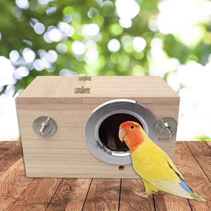Ochine Parakeet Nesting Box Bird House Wood Breeding Box Parrots Mating Box, Pet Wood Parakeet Nest Box Bird House for Lovebirds Budgie Finch Cockatoo Canary and Medium-Sized Birds
