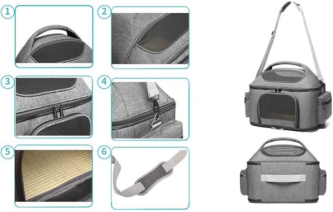 Pet Carrier for Large Fat Cats and Small Dog, Fits up to 20 pounds Car Seat Travel Carrier, Collapsible Indoor Outdoor Soft Side Carrier Bed House Airline Approved Under Seat