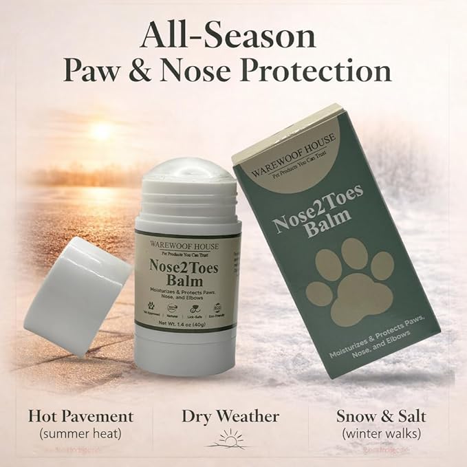 Dog Paw Balm Stick – Lick-Safe Moisturizer & Protector for Dry Cracked Paws, Nose & Elbows | Hot Pavement, Snow & Salt Shield | Beeswax, Coconut Oil & Oat Extract | 1.4 oz