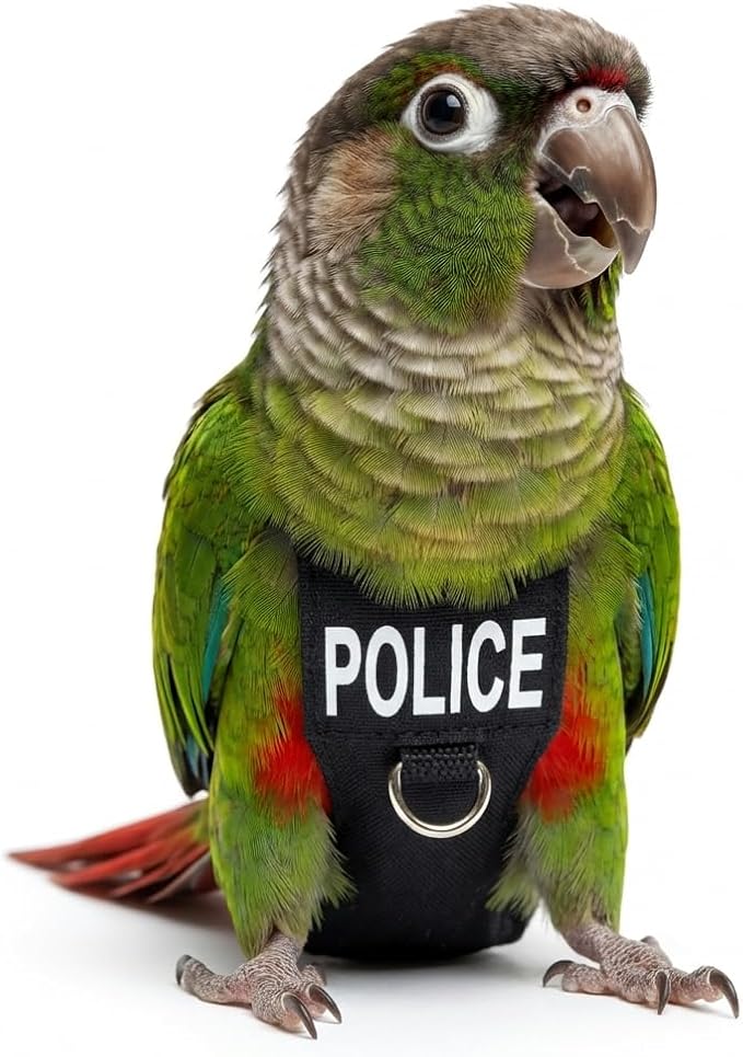 Bird Diaper Flight Suit, Cute Cosplay Parrot Clothes, Easy-to-Wear Washable Nappy, Durable Metal Ring Harness for Cockatiel, Conure, African Grey, Parakeet Outdoor Flying (Without Leash,L)
