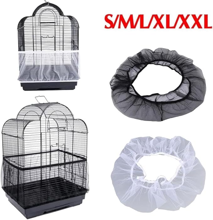Bird Cage Cover,Universal Birdcage Seed Catcher Guard Net Cover, Nylon Pet Bird Cage, Airy Gauze Birdcage Accessories Mesh Net Bonsai Protection Accessories