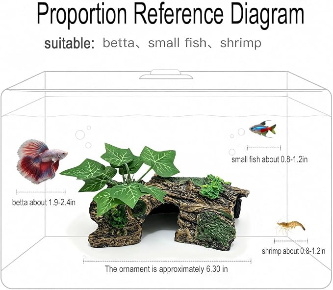 Aquarium Decor, Betta Fish Tank Accessories, Reptile Hide | Simulated resin hollow hideout gives small fish, shrimp and reptiles a cozy place to hide and rest