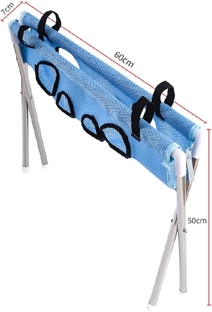 Pet Grooming Hammock Harness for Cats Small Dogs Dog Grooming Sling Stand with Frame Mesh Polyester Quick Eight Hole Design Suitable for Bathin, Blue