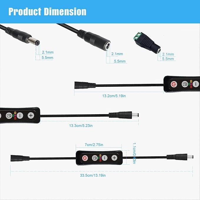 Aquarium Light Timer&Dimmer, Fish Tank Light Controller, 2 Pack | 6/10/12 Hour Auto On/Off, Sunrise Sunset Simulation, Manually Brightness Control 10-100%, 5.5mm x 2.1mm DC Barrel Connector