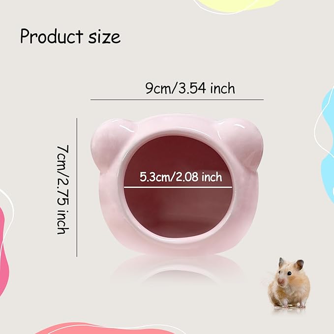 Ceramic Hamster House, Cute Animal Shaped Hamster Cave, Summer Cool Small Animal Hideout Habitat Decor for Dwarf Hamsters (Pink)