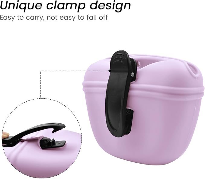 AUDWUD Silicone Dog Treat Pouch,With Dog Training Clicker,Clip on Portable Training Container,Convenient Magnetic Buckle Closing and Upgraded Waist Clip for Enhanced Stability