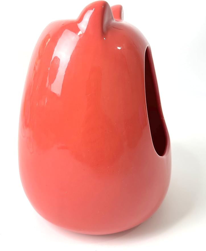 Ceramic Dust Bath Large Size (Pomgrante Red) Inside Space Approx: 9 in Tall/ 7 in Wide Base/ 6+ in deep Base