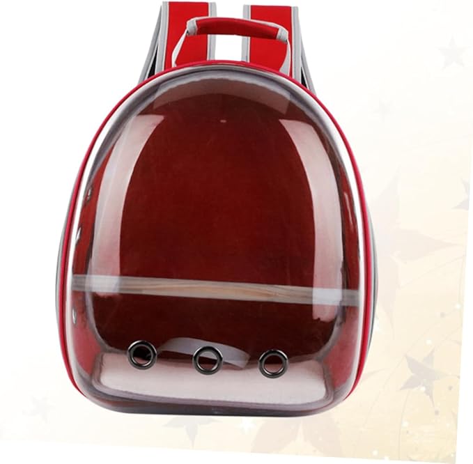 Portable Parrot Backpack Breathable Design and Wooden Bar for Outdoor Travel Pc Bird Carrier Red