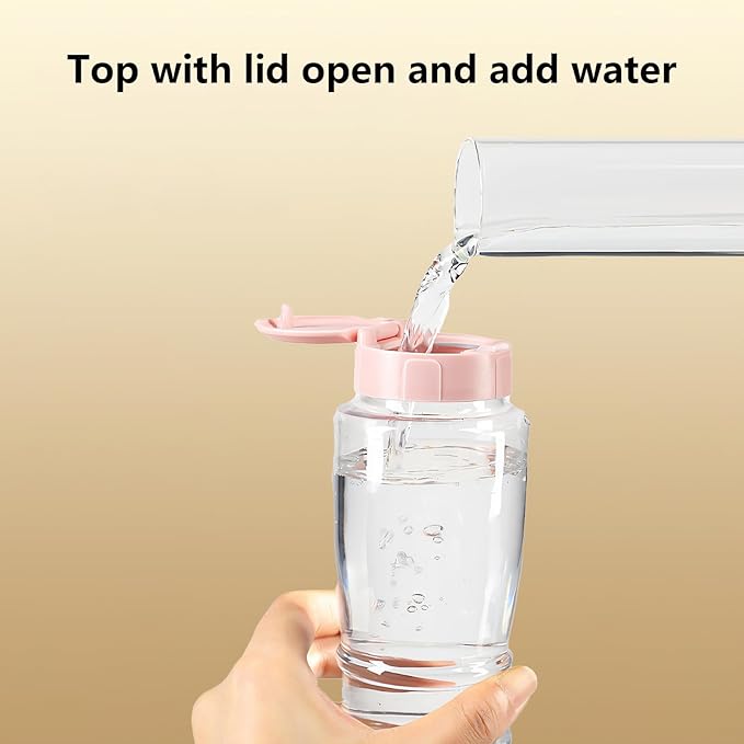17oz/500ml Guinea Pig Water Bottle No Drip, Easy Top Fill Small Animal Water Dispenser, Leak Proof Pet Drinker Keeps Cages Dry for Rabbit, Chinchilla, Hamster, Pink