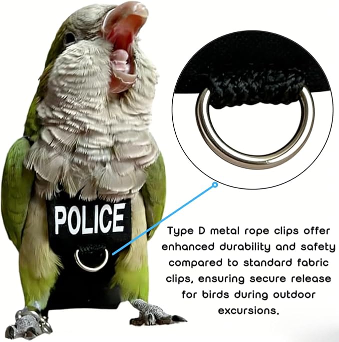 Bird Diaper Flight Suit, Cute Cosplay Parrot Clothes, Easy-to-Wear Washable Nappy, Durable Metal Ring Harness for Cockatiel, Conure, African Grey, Parakeet Outdoor Flying (Without Leash,XXL)