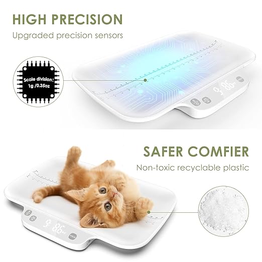 Dog Scale for Small Dogs,with Hold funtion,Kitten Scale,Accuracy1g/0.035 oz, Max15 kg / 33 lbs, Suitable for Newborn Pets, Kitten,Chihuahua,Cats