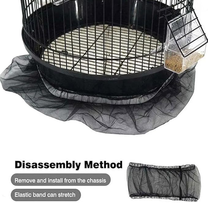 Bird Cage Cover,Universal Birdcage Seed Catcher Guard Net Cover, Nylon Pet Bird Cage, Airy Gauze Birdcage Accessories Mesh Net Bonsai Protection Accessories