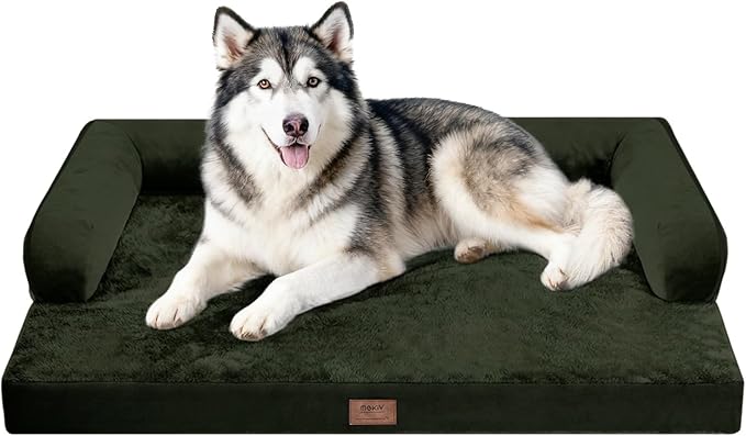 Dog Bed Large Sized Dogs - Orthopedic Waterproof Bed for Dogs, Large Dog Beds with Washable Removable Cover & Non-Slip Bottom - Outpost Olive