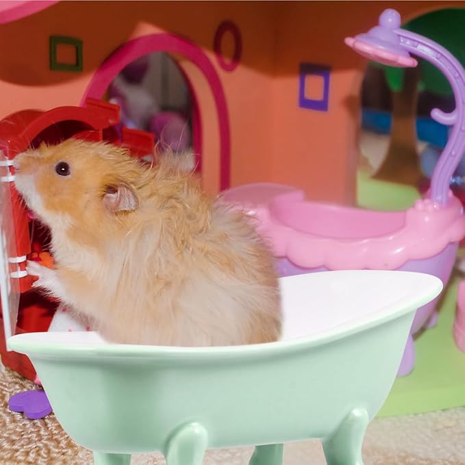 VICASKY Hamster Ceramic Bathtub Small Animal Bed Pet Sleeping Chinchilla Bath Hideout Toys Guinea Pig Food Bowl for Hamster Habitat House Light Green,6.14 X 3.14 X 2.75 Inch
