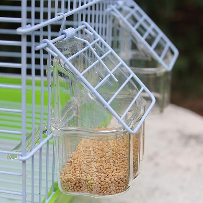Parakeet Food Dispenser No Mess Feeder with Perch Feeding for Conure Cockatiel Install Out of Cage Bird Feeder for Outside Squirrel