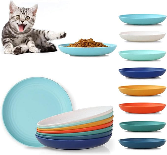8 Pack Cat Bowls, Cat Food Bowl, 5.9 x 1 Inch Whisker Friendly Shallow Wide Cat Dishes, Pet Food and Water Bowl for Indoor & Outdoor Cats