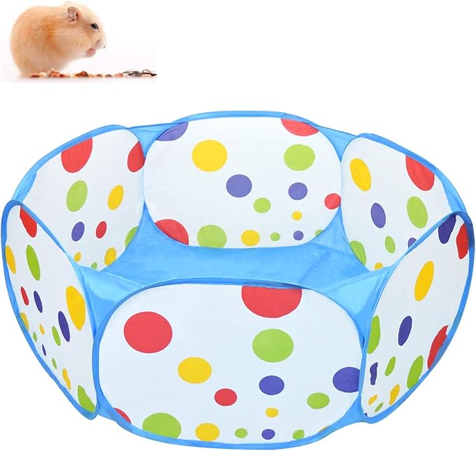 WishLotus Small Animal Playpen, Portable Outdoor Pet Exercise Fence Pop-Up Metal Wire Yard Fences, Foldable Pet Tent Play Pen for Guinea Pig, Hamster, Chinchillas and Hedgehogs, Rabbits (Blue)