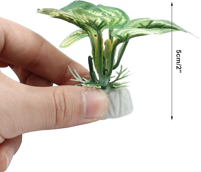 Soft Aquarium Plants Betta Fish Tank Decorations, Green, 2 Inch | Betta Leaf Pad, Silk Plastic Artificial Plants, 4Pcs Set, Reptile Tank Decor