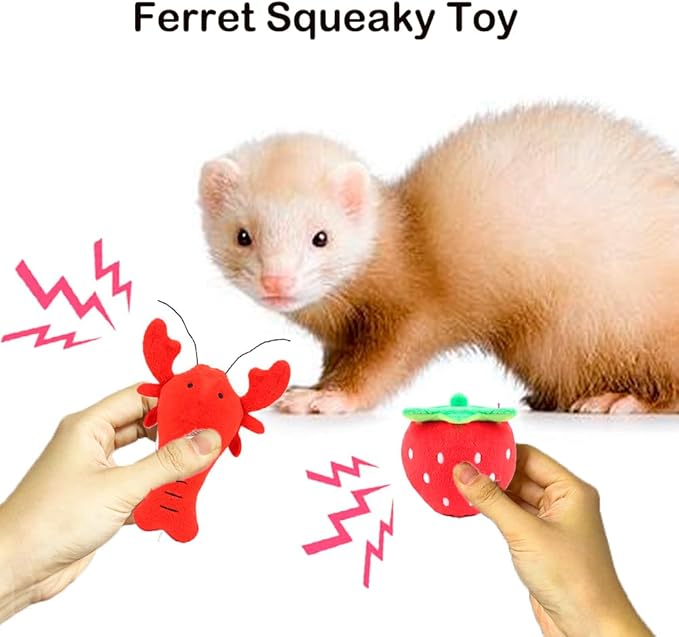 7 Pack Ferret Chew Toys Ferret Bell Balls Squeaker Toy Squeak Teething Pet Toy Durable Knotted Tug of war Cotton Chew Rope Exercise Scratch Interactive Cat Dog Rope Set Small Animal