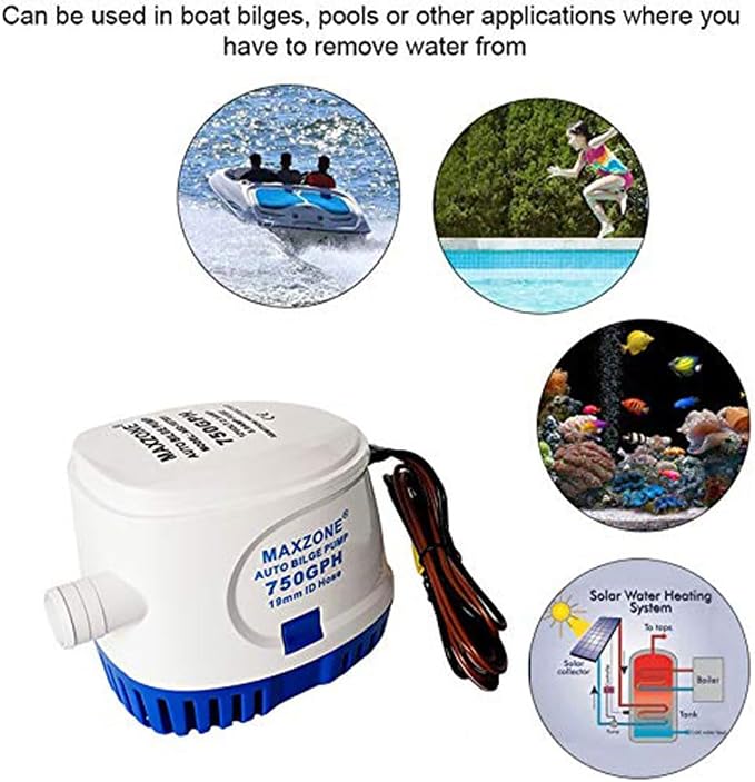 Automatic Submersible Boat Bilge Water Pump 12v 750gph Auto with Float Switch (750 GPH)
