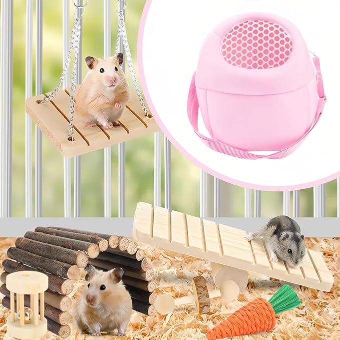 Hamster Carrier Bag, Small Animal Carrier Pouch Hamster Outdoor Hangbag Breathable Outgoing Travel Carrying Sling Case with Adjustable Straps