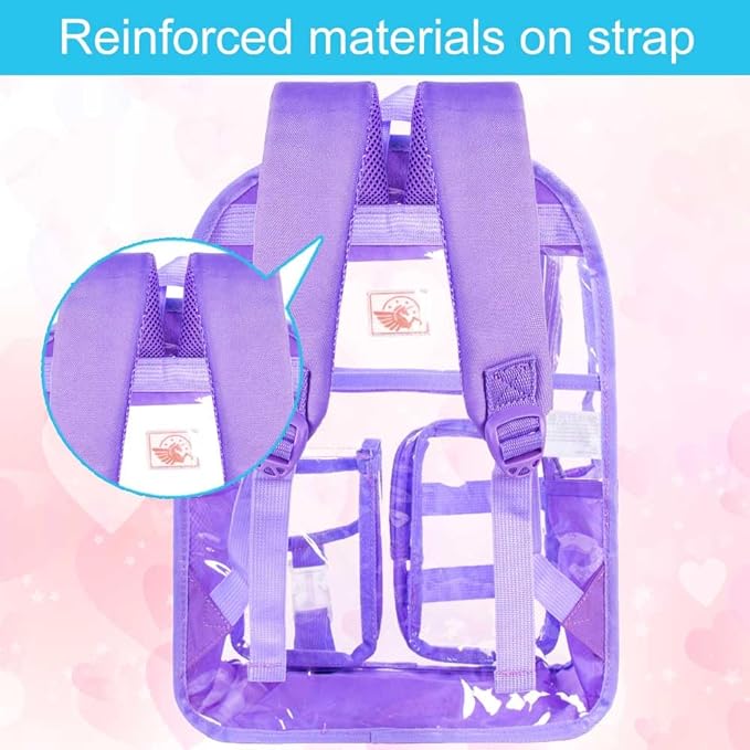 CCJPX 3Pcs Clear Backpack for Girls, School Transparent Bookbag, Heavy Duty See Through Backpacks for Teens Elementary
