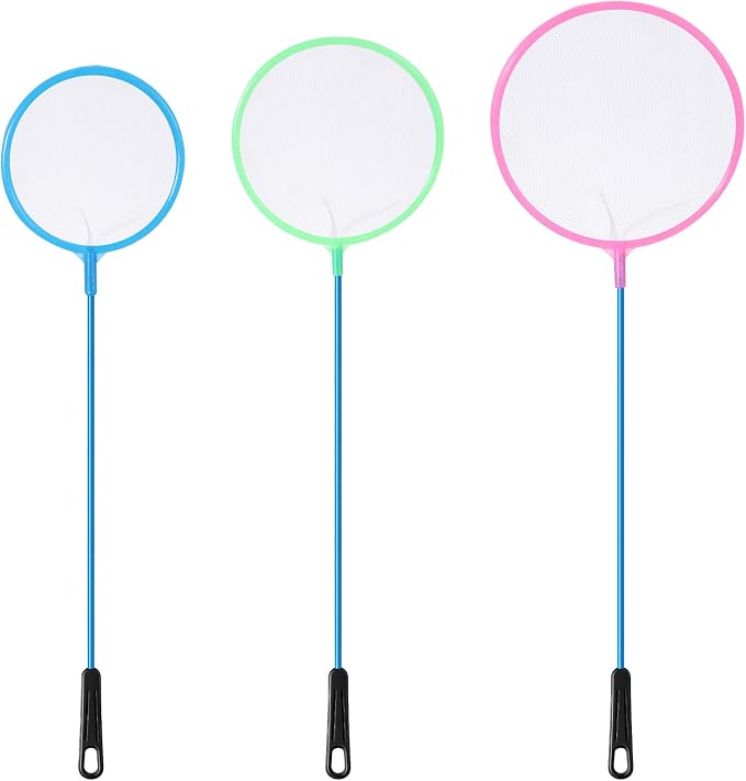 3 Pcs Aquarium Fish Nets, Plastic Artemia Sieves, Small Fish Net, Brine Shrimp Net, Fish-Tank Skimmer, Aquarium Fish-Tank Tool (3 Sizes, Round, Random Color)