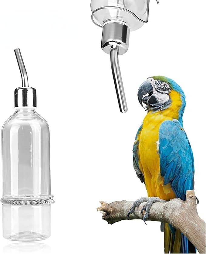 Parrot Water Feeder, No Drip Small Animal Water Bottle Hanging Water Feeding Bottle for Birds Small Animals Hamster Rabbit Chinchilla Ferret(S)