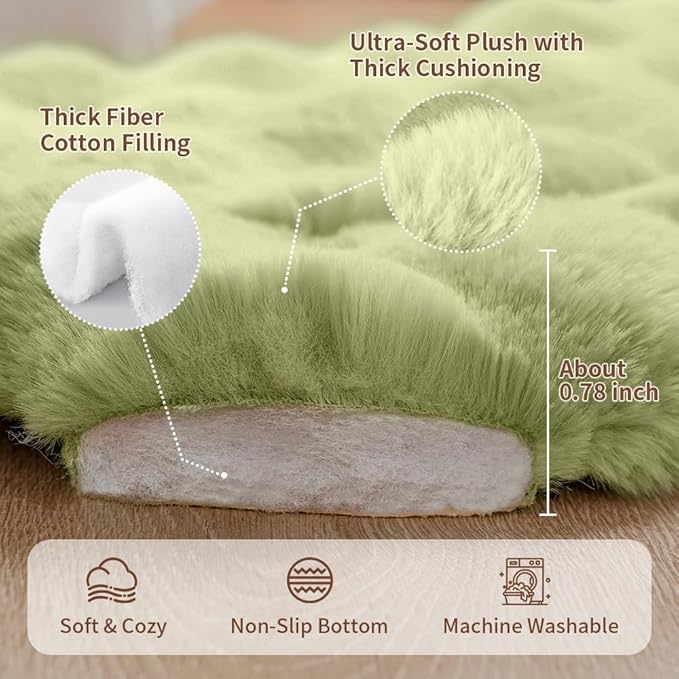 SOMAHE Large Dog Bed Mat, Extra Large Plush Faux Fur Washable Pet Bed for Large Dogs, Non-Slip Fluffy Dog Mat – Machine Washable XL Dog Sleeping Pad for Large Breeds, 35 x 27 Inch Green