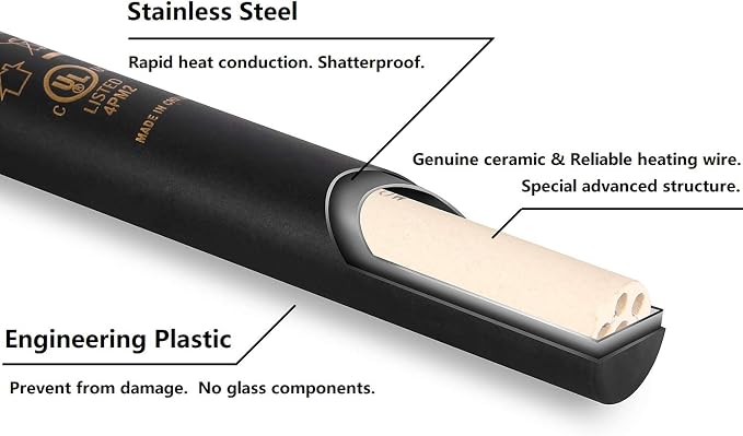 IOAOI Aquarium Heater for Fish Tank 50W for up to 20 Gallons Tanks Shatterproof for Both Marine and Fresh Water Engineering Plastic Tube Outside and Stainless Steel Tube Inside Temperature Adjustable
