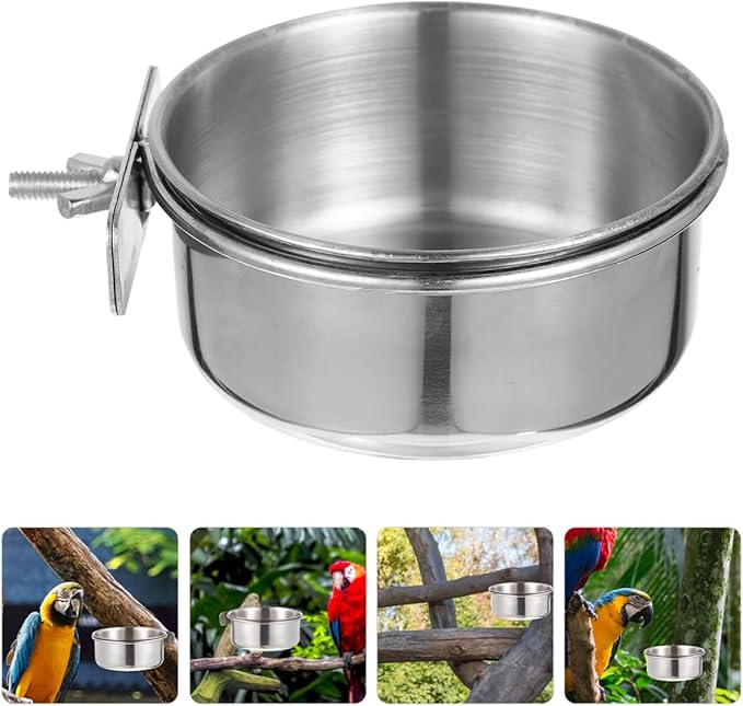 4pcs Stainless Steel Bird Bowls for Cage Feeding, 10cm Small Pet Food and Water Dishes, Sturdy Coop Cups for Parakeets, Small Parrots, and Small Birds