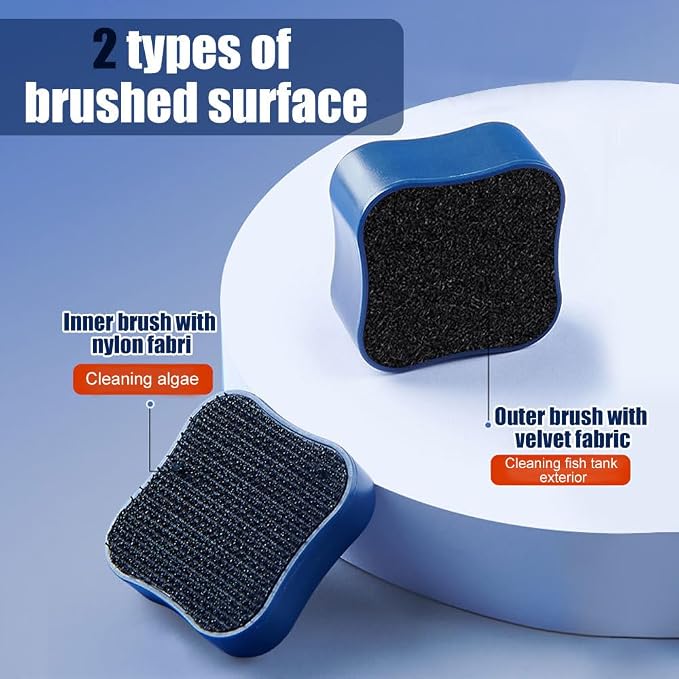 MiOYOOW Aquarium Mini Magnetic Cleaner, Magnet Brush Algae Scraper with Non-Slip Handle Fish Bowl Magnet Scrubber Brush for Acrylic and Glass Fish Tank