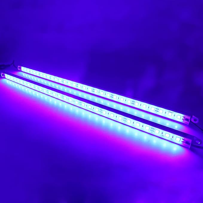 2 pc 20" 440nm Blue Waterproof Aquarium LED Aluminum Lighting 12VDC | SMD 5050 IP67 LED Rigid Bar Grow Plant Light Strips Boat Rigid LED Lights Marine LED Lights Bar (No Adapter and Dimmer)