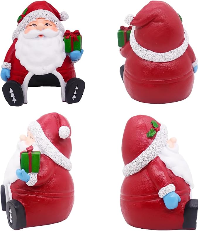 Ulifery Santa Claus with Gifts Aquarium Ornament Christmas Fish Tank Decorations for Betta Hiding 5-30 Gallon Tank, White and Red