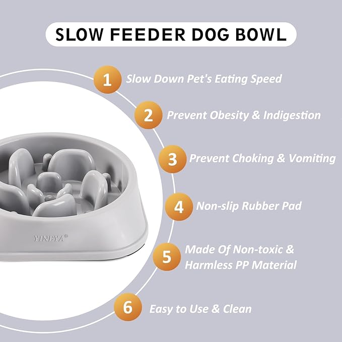 YINEYA 2PCS Slow Feeder Dog Bowls, Pet Supplies that Slow Down Eating, Pet Food Bowls, Maze Dog Puzzle Feeder for Medium Breed