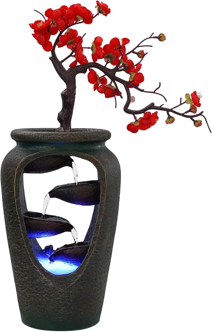 Indoor Fountain Rockery Tabletop Fountain with an Atomizer Elaxation Water Feature Meditation Desktop Fountains for Home Office Decor or Giving 11.8' x 6.3'' x 20'' with LED Light