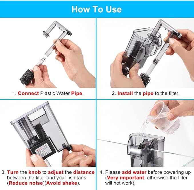 DaToo Aquarium Hang On Filter Small Fish Tank Hanging Filter Power Waterfall Filtration System