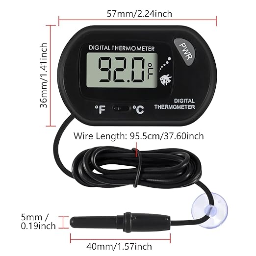 15Pcs Aquarium Thermometer Fish Tank Thermometer Reptile Fahrenheit Terrarium Water Temperature Indicator Test Digital with LCD Display Fahrenheit/Celsius