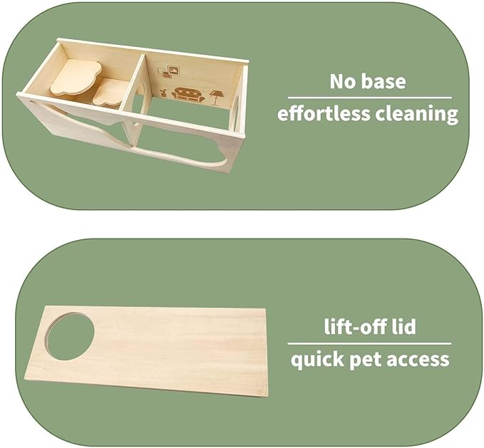 Marchul Magnetic Hamster Hideout Wooden House Chamber for Small Animals Pets Tunnel Exploring Toys for Dwarf Hamsters, Syrian, Gerbils, Hedgehogs, Rats, Mice (Living Room)