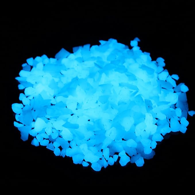 Shiny Stone Glow in The Dark Aquarium Gravel Sand, Sky Blue, 5-8mm | Neon, 305g/0.67lbs, Decorative Rocks for Fish Tank, Fairy Garden, Home Decor