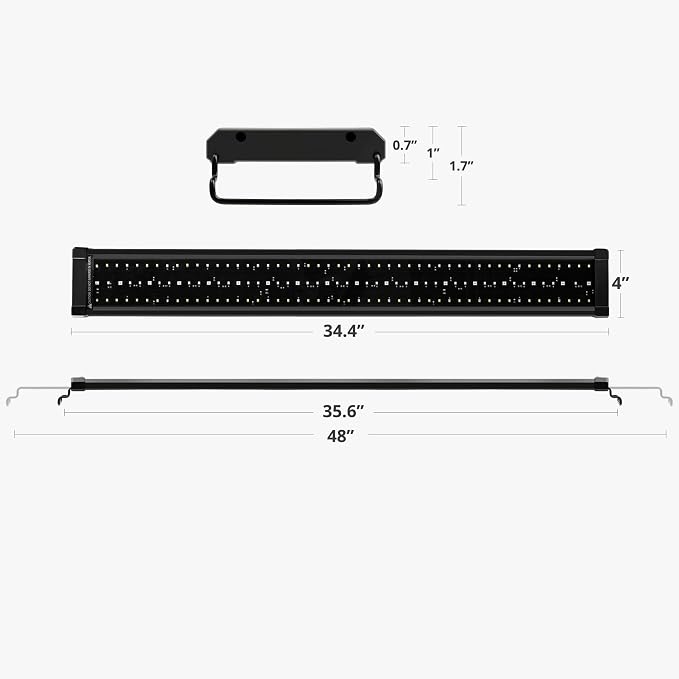 NICREW 36W Saltwater Aquarium Light, Marine LED Reef Light for Corals, Programmable Timer Controller, 36 to 48-Inch | Balanced Blue and Full Spectrum for Soft/LPS Corals, Day + Night Cycle with Sunrise/Sunset Simulation, Extendable Brackets
