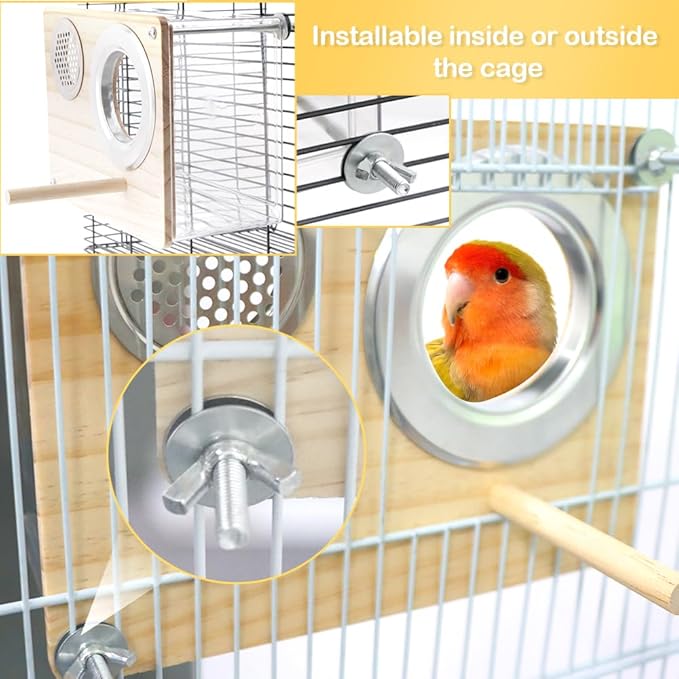 VTurboWay Bird Nesting Box for Window Parakeet Transparent Breeding Box Cage Nest for Small Bird Parrot Parakeet Cockatiel Budgie Conure Lovebird Finch