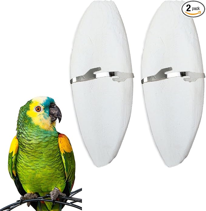 2 Pack Big Cuttlebones for Birds Parakeets Cockatiels African Greys All Parrots Tortoise Snails Animals, 6.3-6.5inch Large Cuttlefish Bones with Holder for Bird Cage