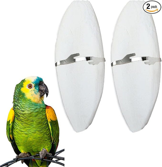 2 Pack Big Cuttlebones for Birds Parakeets Cockatiels African Greys All Parrots Tortoise Snails Animals, 6.3-6.5inch Large Cuttlefish Bones with Holder for Bird Cage